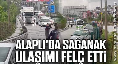Alaplı'da sağanak ulaşımı felç etti