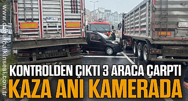 Kontrolden çıktı 3 araca çarptı: Kaza anı kamerada