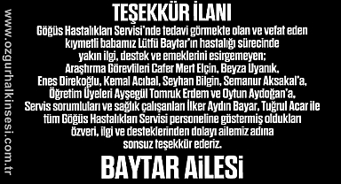 TEŞEKKÜR İLANI