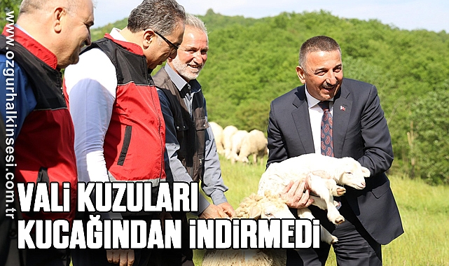 VALİ KUZULARI KUCAĞINDAN İNDİRMEDİ