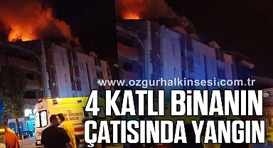  4 katlı binanın çatısında yangın