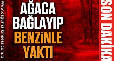 Ağaca bağlayıp benzinle yaktı