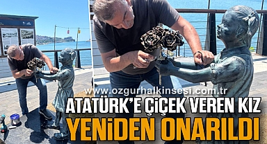 Atatürk’e Çiçek veren kız Yeniden onarıldı