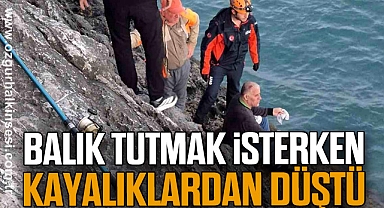 Balık tutmak isterken kayalıklardan düştü