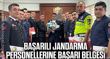 Başarılı jandarma personellerine başarı belgesi