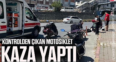 Kontrolden Çıkan Motosiklet Kaza Yaptı: