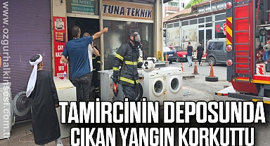 Tamircinin deposunda çıkan yangın korkuttu