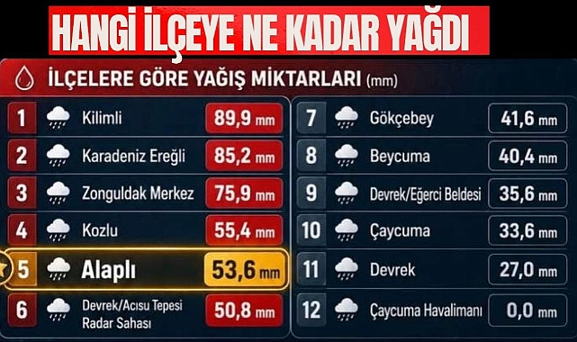 HANGİ İLÇEYE NE KADAR YAĞDI