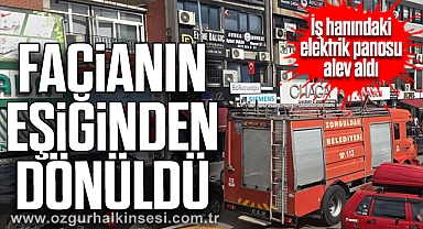 İş hanındaki elektrik panosu alev aldı, facianın eşiğinden dönüldü